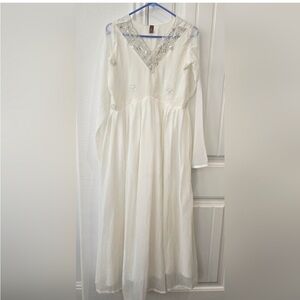 Elegant White Embellished Women's Dress
